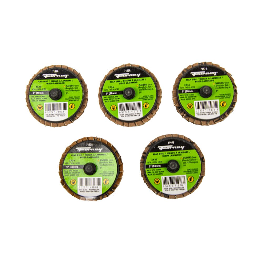 Quick Change Flap Disc, 36 Grit, 2 in (5-Pack of Forney 71978)